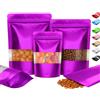 Plaphy 100 Sacchetti in Alluminio Stand Up con Finestra e Zip,Viola,10x15cm | Buste Doypack Richiudibili per Alimenti, Sacchetti Mylar Ermetici per Confezionare e Conservare Caffè, Tè, Caramelle, Spezie