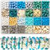 Sukizifa 2000 Pezzi Kit di Perline Fai-da-Te Stile Boho Blu con Ciondoli Tartaruga, Stella Marina, Conchiglia per Creare Gioielli