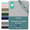 Twinzen Lenzuola con Angoli Bambini 80x160cm, Berretto da 20 cm, Grigio