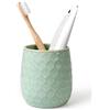 ANTIS'S HOME Bicchiere portaspazzolino in ceramica, 400 ml, bicchiere da bagno a nido d'ape verde, bicchiere riutilizzabile per dentifricio, pennelli da trucco e organizzazione del piano di lavoro del