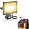 YRHome Faretto LED con sensore di movimento, 100 W, 3500 lm, super luminoso, per esterni, IP66, impermeabile, per garage, giardino, cortili, luce bianca calda, senza spina