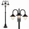Dopa Lampione da giardino esterno (3 luci E27) con lanterna classica stile moderno, lampioni IP54 elegante palo luce Lampada esterni policarbonato 210 cm max 60W (Nero)
