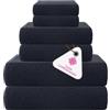 CASA COPENHAGEN Set di asciugamani Popcorn Textured da 6 pezzi - Blu navy, 550 g/m², 2 da bagno, 2 per le mani, 2 salviette, cotone, ruvido e resistente, set regalo per il bagno