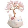 Tianher Quarzo Rosa，Albero Della Vita Con Pietre e Cristalli Pietre Chakra Oggetti Soprammobile Portafortuna Mini Accessori Per Gatti Per Decorazione Della Casa Regali Di Compleanno