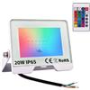PALMEEDOR Proiettore LED RGB con Telecomando 230V, Faretto Colorato Impermeabile IP65, Luce Multicolore 120° per Giardino, Feste, Natale, Decorazioni Esterne (Bianco, 20, Watt)