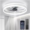 Revneey Ventilatore da soffitto silenzioso con illuminazione Lampada a sospensione dimmerabile da 50W con telecomando e APP Luce a 6 velocità con ventola Lampada da soggiorno camera da letto (bianco, 40 cm)