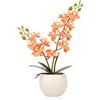Olrla Orchidea artificiale con fiori arancioni in vaso bianco, orchidea Phalaenopsis effetto naturale al tatto per decorazione per matrimoni, casa, ufficio e feste