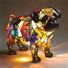 Introti Lampada a LED per Cani, Serie di Cani in Resina Maculata, Lampada da Tavolo a Tema di Cani Carini, Sculture di Animali, Luce Notturna Ambientale per la Decorazione della Camera da Letto e del