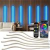 BORDRISE Illuminazione Pannelli Acustici, Dimmerabile Ritagliabile RGB LED Integrati 6 Strisce 100cm Sincronizzazione Musicale Telecomando Colore Luminosità Regolabili Controllo Vocale Tramite App (6 Strisce)