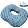Halorin Cuscino ortopedico, anti-decubito, per sedia da ufficio, per alleviare il carico sul coccige, emorroidi, fianchi, cuscino per il coccige, per divano, ufficio, auto, sedia a rotelle (blu + grigio)