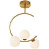HMASNSEIY Lampadario da soffitto per corridoio a 3 luci, lampadario in metallo dorato con paralume a sfera in vetro bianco, lampadario G9, lampade a sospensione moderne e minimaliste per camera da let