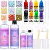 DIBUEUPP Resina Epossidica Trasparente,608ml Rapporto 1:1 Colla Resina Bicomponente Epoxy,Gli Accessori Includono Glitter, Misurino, Guanti,Adatto per la Creazione di Gioielli, Segnalibri e Portachiavi