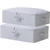 Amonsen - Confezione da 2, 52X36X16cm, Cestini portaoggetti pieghevoli poco profondi con coperchio morbido e cerniera, per biancheria intima, calzini, prodotti alimentari, colore: Grigio chiaro