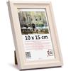 3-B Cornice portafoto Mori - Bianco con venature ottiche del legno - 10 x 15 cm - Cornice in legno, cornice portafoto con vetro acrilico