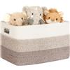MYHOMMATTO Contenitore 45L in corda di cotone, cesto per giocattoli, coperte, vestiti, cesto per biancheria intrecciato con maniglie, per arredo camera bambini o soggiorno, sfumatura marrone