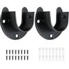 XBAIPIN Supporto per Tubo Rotondo 25 mm - Lot of 2 in Acciaio Inox Nero - | Staffa Murale per Appendiabiti, Armadio e Guardaroba - Resistente alla Ruggine