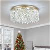 Deckrico Lampadario in Cristallo Oro 50 cm, Moderna Plafoniera di Lusso con LED Tricolore per Soggiorno, Sala da Pranzo, Camera da Letto