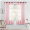 MIULEE Tende Voile Trasparenti Occhielli 2 Pannelli Rosa Chiaro 140x122cm | Tende per Interni, con Anelli, Moderne Decorazione, per finestre Salotto Soggiorno Camera da Letto, Eleganti Morbide