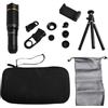 FUANA Teleobiettivo 32X per smartphone con treppiede e clip, zoom ad alta potenza, telescopio mobile per iPhone e Android, design portatile in ABS per fotografia di fauna selvatica, nero