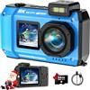 SPUNALP Fotocamera subacquea UHD 8K, 70 MP 33FT WiFi fotocamera digitale impermeabile con scheda da 64 GB, messa a fuoco automatica impermeabile selfie a doppio schermo batteria 2500 mAh, 18 x