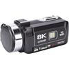 LICAEVEY Videocamera 8K Videocamera 64MP Foto Zoom Digitale 18X, Fotocamera per per YouTube con Touch Screen da 3 Pollici Luce LED, Webcam WiFi IR Notturna
