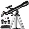FREE SOLDIER Telescopi per adulti ad alta potenza, 700 x 90 mm, AZ, telescopio rifrattore astronomico professionale, per principianti, astronomia con oculari avanzati, astronomia fantastica per Natale, nero