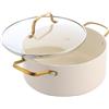 Blue Diamond White Diamond Casseruola con Coperchio Vetro, 24 cm/4,91 L, Diamanti, Senza PFAS, Alluminio, Induzione, Forno 200 °C, Lavastoviglie, Bianca