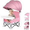 Little Bean Seggiolone pieghevole per bambini, da viaggio, portatile, con vassoio rimovibile, per interni ed esterni, sedia da campeggio, per bambini (rosa)