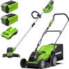 Greenworks Tools Greenworks 40V Tagliaerba a Batteria Ampiezza di Taglio 35cm con 2x 2Ah Batterie e Caricabatterie G40LM35K2X Bonus 40V Tagliabordi a Batteria Solo Macchina G40LT