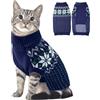Katzinst Maglione caldo per cani e gatti di piccola e media taglia, pullover invernale per animali domestici (M, blu)