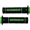 ACCOSSATO Coppia di Manopole In Gomma Bicomponente, Nere Con Scritta Accossato Colorata per Kawasaki Ninja ZX6R dal 2003 al 2004, CC 636