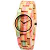 Alienwork Orologio Donna Multicolore Bracciale in Legno Bambù Naturale Fatti a Mano