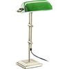 Relaxdays Lampada Ministeriale Verde da Tavolo Vetro Decorativa Retro Effetto Ottone HxLxP: 52 x 27 x 18 cm Bronzo