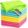 Zuvo Confezione da 12 panni in microfibra (32 x 32 cm), ultra morbidi, altamente assorbenti, senza pelucchi, riutilizzabili, grandi panni per casa, ufficio, cura dell'auto e vetri, colori assortiti,