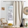 HomeMaison.com Tenda oscurante termica fonica - Tenda bianca sporca, 140 x 260 cm, tenda con occhiello a canna di fucile - Tenda oscurante per finestra - Tenda termica isolante anti freddo