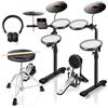 HAMPBACK MK-0 PRO Batteria Elettronica con Pad Mesh da 7, Piatti Full Rubber da 8, Cassa da 5, 12 Kit e 68 Suoni Autentici, USB MIDI, Sgabello, Bacchette e Cuffie, per Principianti e Bambini