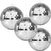 YeahBoom 4 sfere da discoteca da 10 cm, con anello da appendere, colore argento