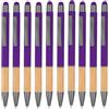 noTrash2003 10 penne a sfera ergonomiche con punta in metallo e impugnatura in bambù e funzione touch-screen, 10 colori, multicolore (viola)