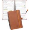 POPRUN Agenda 2027 Piccola Spirale 15,6 x 10 cm, Copertina Morbida | Gen.2027 - Dic.2027, Agenda 2027 Tascabile con Righello in Plastica, Pelle Vegana, Carta Spessa da 100 GSM(Marrone)