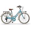 Via Veneto by Canellini Via Veneto VV605AL Bicicletta da Passeggio Donna 28 Azzurro | Bici da Donna Vintage Retro con 6 Velocità, Telaio in Alluminio, Parafanghi, Luci LED e Portapacchi | Bici da Città