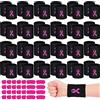 Kathfly 25 paia di braccialetti rosa con nastro per la sensibilizzazione al cancro al seno, per la cura del seno, braccialetti sportivi per calcio, pallacanestro con 50 paia di adesivi per gli occhi (nero)