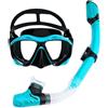 TAFALSPING Set da snorkeling per adulti, asciutto, con maschera e boccaglio, anti-appannamento, vista panoramica a 180° (verde)