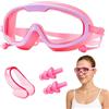 VgxRolq Occhialini subacquei con naso, occhialini da nuoto per ragazze, occhiali da nuoto impermeabili con rivestimento anti-appannamento, occhiali subacquei con fascia regolabile, include clip per naso e