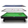 THUNDER Tavolo da biliardo 7ft / 8ft / 9ft nero o marrone, tavolo da biliardo in MDF con ritorno delle palle e accessori, optional con piano per ping pong e air hockey (NERO, 9FT+HOCKEY/PING-PONG AUFLAGE)