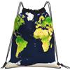 Yyoretp Zaino con coulisse con stampa mappa del mondo, per sport, palestra, spiaggia, danza, yoga, per donne e uomini