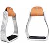 Challenger Tack Cavallo da sella in alluminio staffe western equitazione coppia del battistrada 146 - 157, Flower, 3 Neck, 2.5 Tread, 4.75 Wide, 6 Height