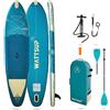 Wattsup - SUP Stand Up Paddle Gonfiabile MARLIN 12'5-378x89x15 cm, Dropstitch - Pacchetto completo: Remo 2in1, Leash, Pompa, Borsa di Trasporto - Fino a 185 kg - Blu