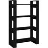 vidaXL Libreria/Divisorio Nero 80x35x125 cm in Legno Massello di Pino