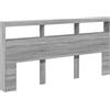 vidaXL Testiera con Contenitore a LED Grigio Sonoma 200x17x102 cm