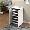 BAKAJI Scarpiera Salvaspazio 2 Ante e 6 Ripiani Porta Scarpe, Armadio Portatutto in Legno Multiuso, Armadietto con Anta Apribile, per Ingresso, Camera da Letto, Bagno, 60 x 32 x 95 cm (Senza Specchio)